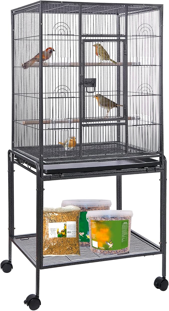 Neutral territory play stand with food bowls for introducing two birds